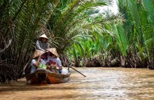 canoe in river in Vietnam